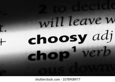 Choosy Word In A Dictionary. Choosy Concept