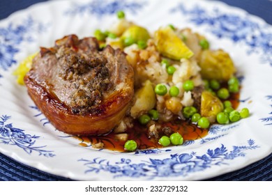 Chop Of Lamb With Celeriac Mash, Peas And Brussel Sprouts