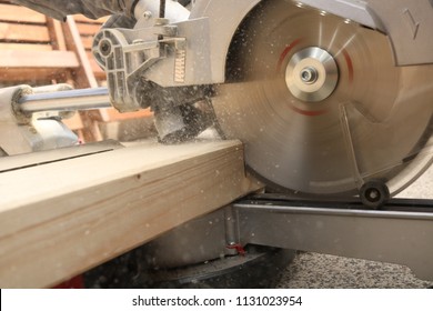 Chop Saw Cutting Wood