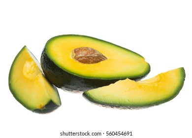 Chopped Avocado Isolated On A White Background.