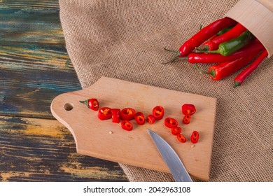 Chopped Capsicum In Focus. Cooking Concept.