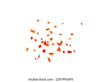 Chopped Chili Peppers Cut Isolated, Fresh Spicy Chilli Pepper Pieces, Red Hot Chili Peppers Parts on White Background - Shutterstock ID 2247495695