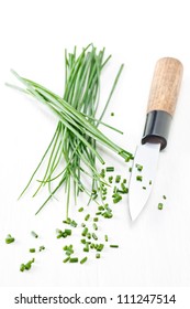 Chopped Chives With Japanese Knife