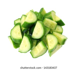 Chopped Cucumber Isolate On White Background