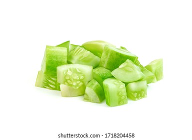 Chopped Cucumber Isolated On White Background