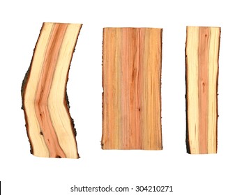 Chopped Fire Wood Isolated On White Background. Top View Of The Longitudinal Fibers Of Wood.