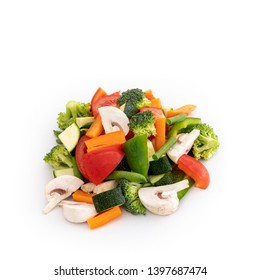 Chopped Fresh Vegetables On White Background