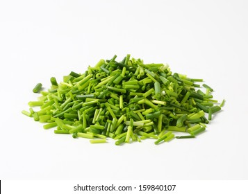 Chopped Green Chives On White Background