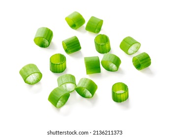 Chopped green onions isolated on white background. Top view - Powered by Shutterstock