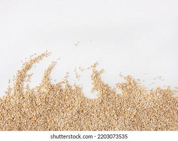 Chopped Oats - The Best Cereal For Making Breakfast Porridge, On A White Background, Food Background, Copy Space