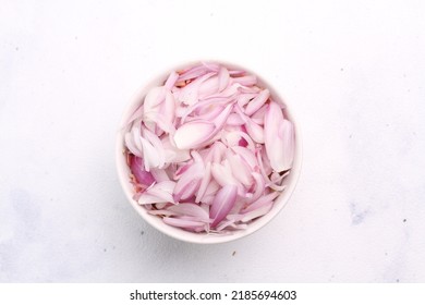 Chopped Onion In A White Bowl.