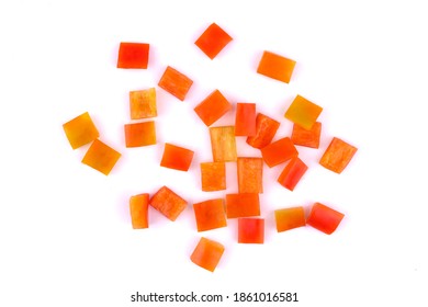 Chopped Paprika Or Red Sweet Pepper Cuts Isolated On White Background Diced Bell Pepper