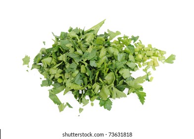 Chopped Parsley Isolated On The White Background