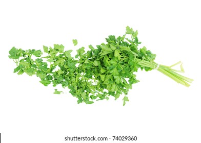 Chopped Parsley Isolated On The White Background