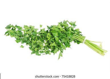 Chopped Parsley Isolated On The White Background