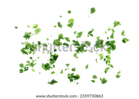 Chopped parsley leaves isolated on white, top view