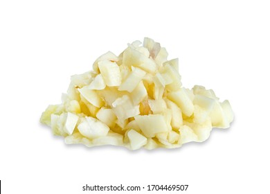 Chopped Peeled Garlic Isolated On White Background