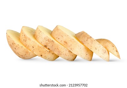 chopped potatoes on isolated white background