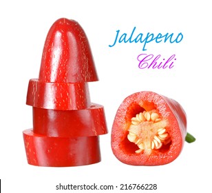 Chopped Red Jalapeno Pepper Isolated On White Background