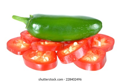 Chopped Red Jalapeno Pepper Isolated On White Background 