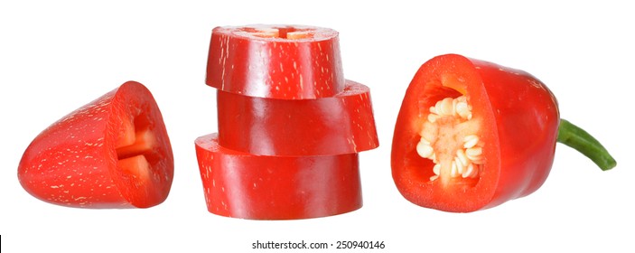 Chopped Red Jalapeno Pepper Isolated On White Background 