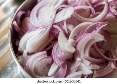 Chopped Red Onion In A Plate
