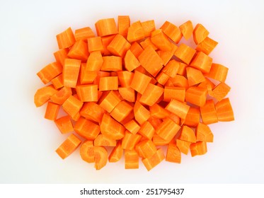 Chopped And Sliced Carrot On White Plate