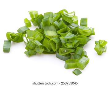 Chopped Spring Onion Or Scallion Isolated On White Background Cutout