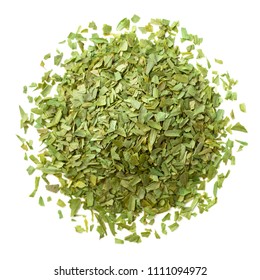 chopped tarragon leaves isolated on white background