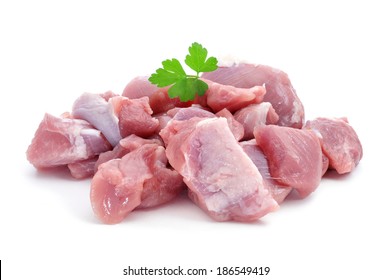 Chopped Turkey Meat On A White Background