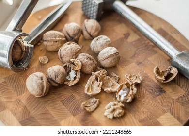 Chopped Walnuts On A Wood Board