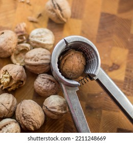 Chopped Walnuts On A Wood Board