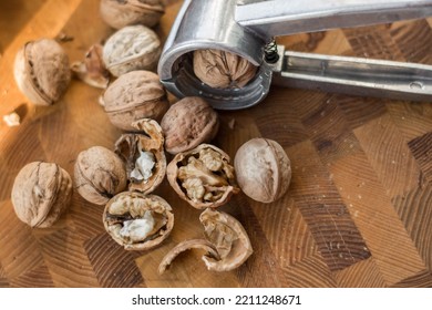 Chopped Walnuts On A Wood Board