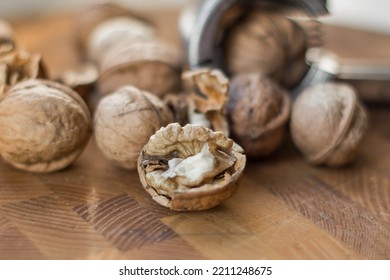 Chopped Walnuts On A Wood Board