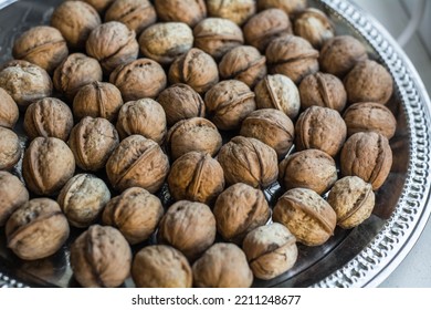 Chopped Walnuts On A Wood Board