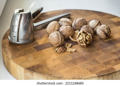 Chopped Walnuts On A Wood Board