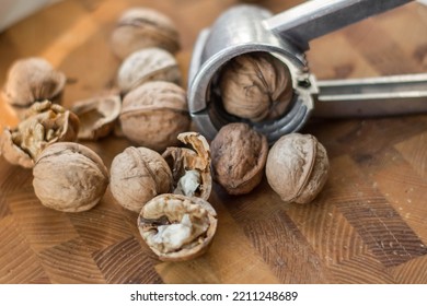 Chopped Walnuts On A Wood Board