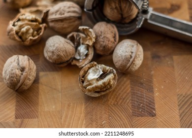 Chopped Walnuts On A Wood Board