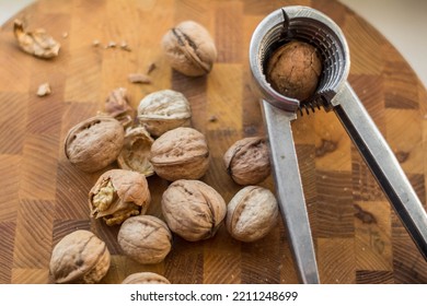 Chopped Walnuts On A Wood Board