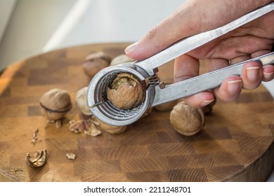 Chopped Walnuts On A Wood Board