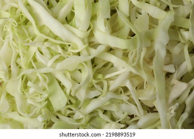 Chopped White Cabbage As Background, Closeup View