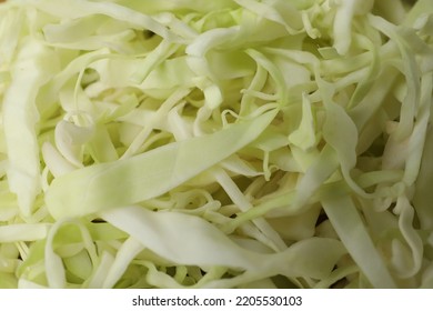 Chopped White Cabbage As Background, Closeup View