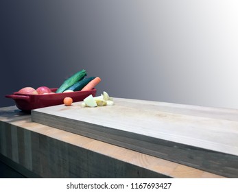 Chopping Board With Vegtables Isolated On White Background.