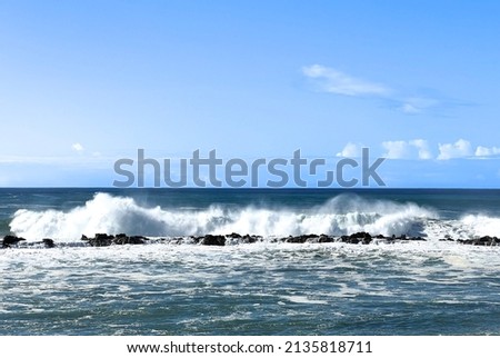 The choppy ocean in Hawaii. Empty space for text. Hawaii for vacation.