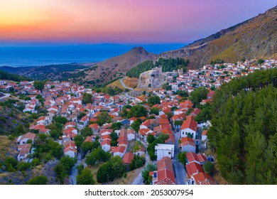 Chora is a traditional medieval village and capital of Samothraki island, Greece - Shutterstock ID 2053007954