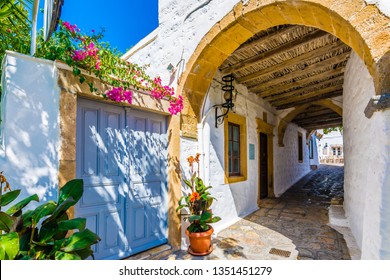 Chora Village Old Street View In Patmos Island