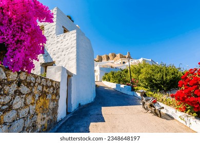 Chora Village old street view in Patmos Island - Shutterstock ID 2348648197