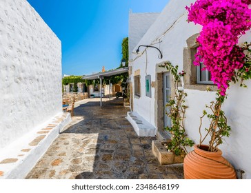Chora Village old street view in Patmos Island - Shutterstock ID 2348648199