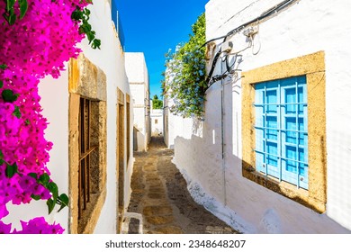 Chora Village old street view in Patmos Island - Shutterstock ID 2348648207
