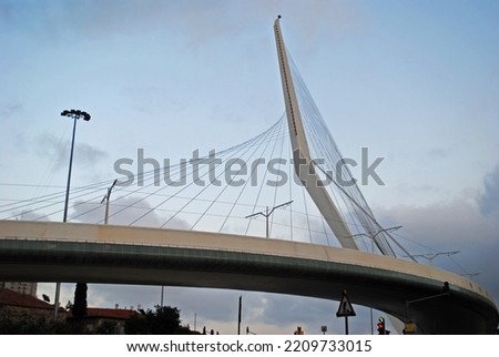 Chords Bridge in Jerusalem contains the train tracks of the Jerusalem light rail